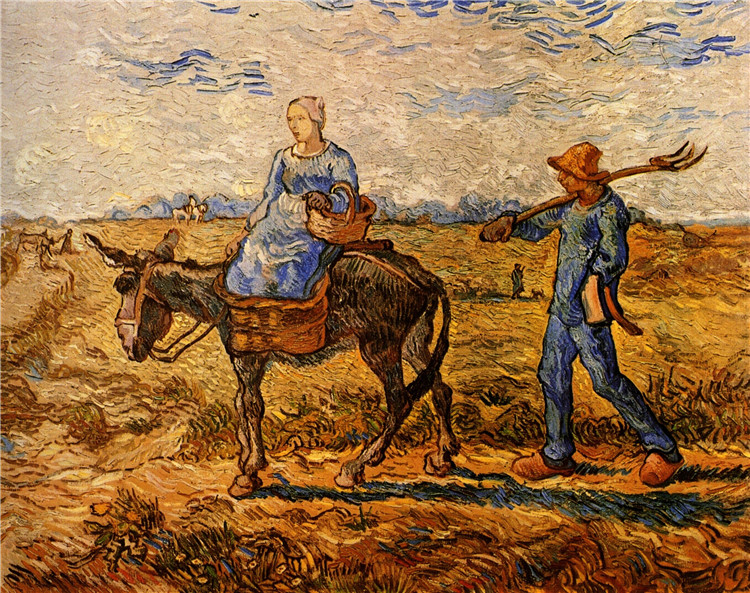 Morning Peasant Couple Going To Work